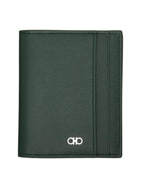 FERRAGAMO Green Gancini Window Credit Card Holder