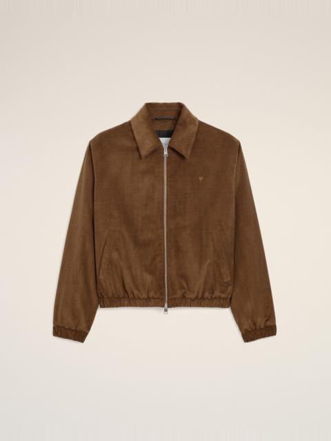 AMI Paris BROWN CORDUROY COTTON PADDED JACKET WITH AMI DE COEUR