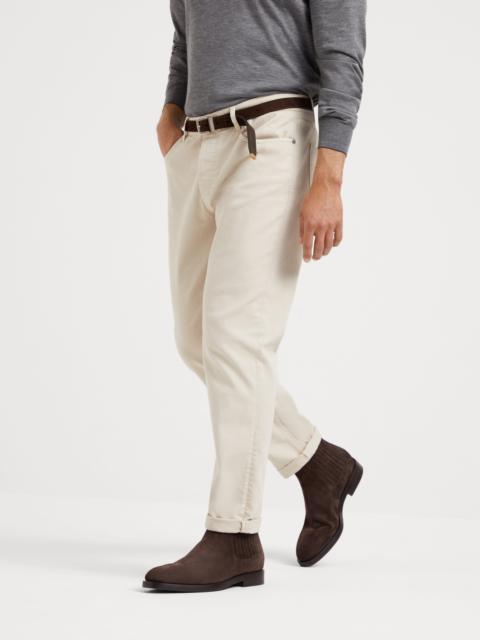 Brunello Cucinelli Garment-dyed comfort lightweight denim traditional fit five-pocket trousers