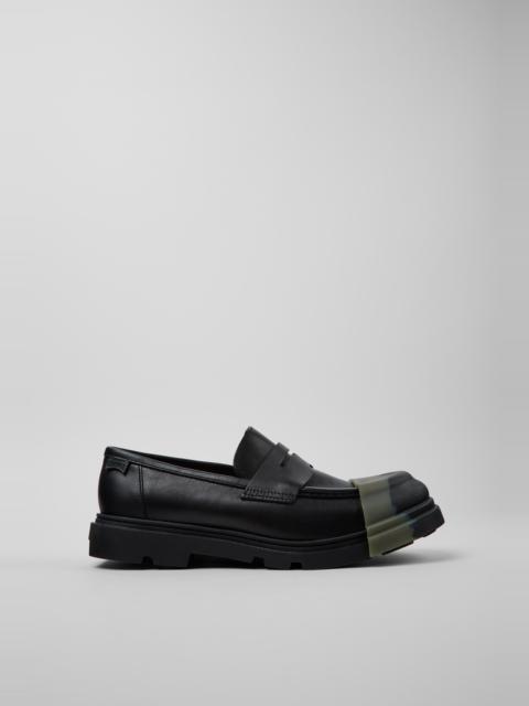 CAMPER Junction Black Leather Moccasin Shoes for Men.