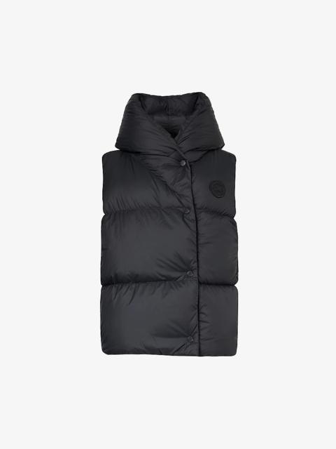 Hooded logo-patch shell-down gilet