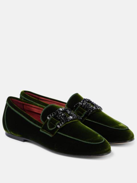Tod's Kate embellished velvet loafers