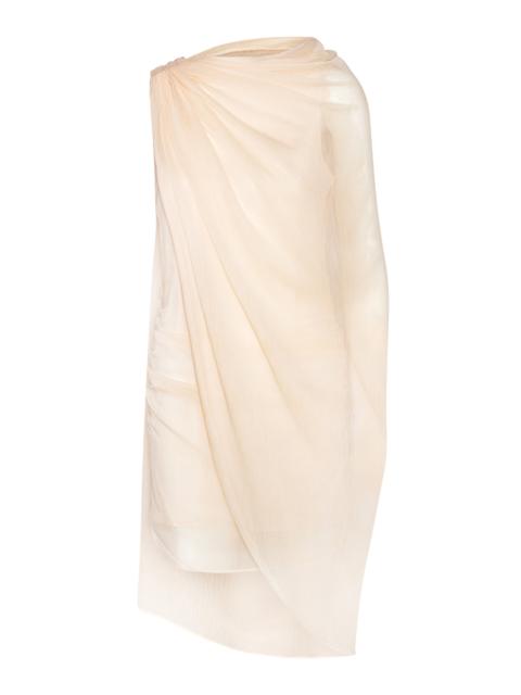 ROTATE Cape-Detailed Chiffon Mini Dress ivory