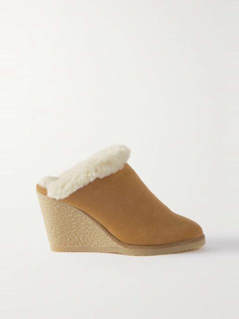 Isabel Marant Takita 90 shearling-lined suede wedge mules