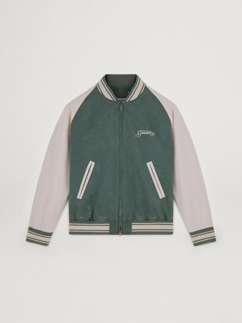 Golden Goose Military-green and white Journey Collection Eric bomber jacket with a lived-in effect and contrastin