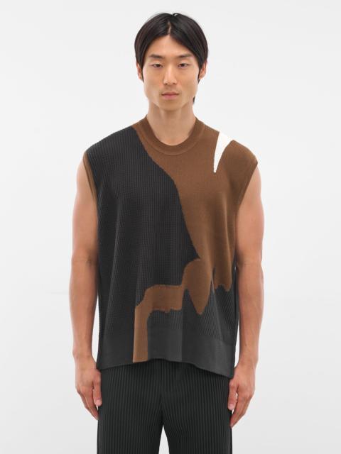 ISSEY MIYAKE Brown Agate Knit Sweater Vest