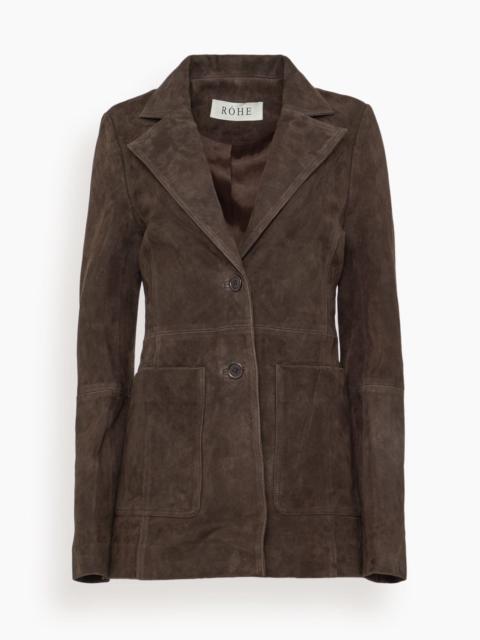 RÓHE Suede Cinched Blazer in Dark Chocolate