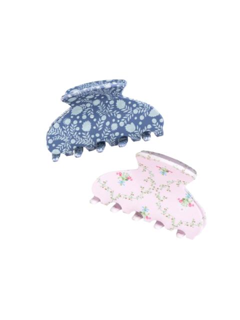 Hill House Home Hill House x Wet Brush Small Claw Clip Set - Matte Cornflower Ditsy Thistle and Pink Trellis