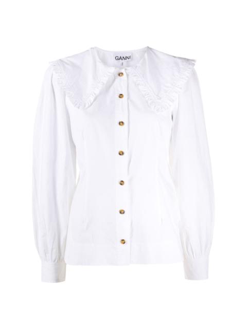 oversized-collar buttoned blouse