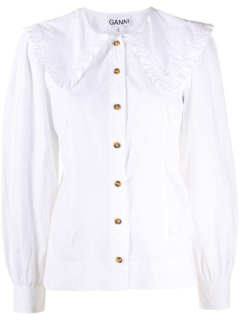 GANNI oversized-collar buttoned blouse