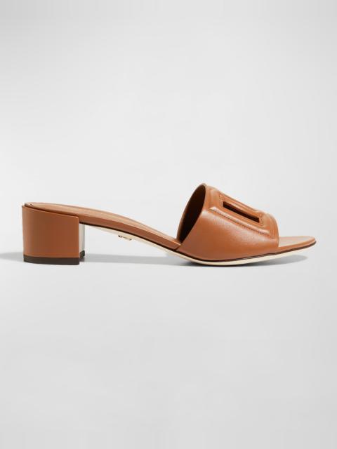 Dolce & Gabbana DG Cutout Leather Slide Sandals