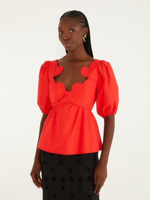 FARM RIO Red Heart Short Sleeve Organic Cotton Blouse