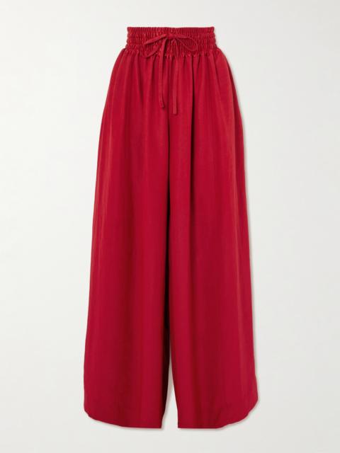 MARIA McMANUS Basketball Satin-trimmed Cotton-twill Wide-leg Pants