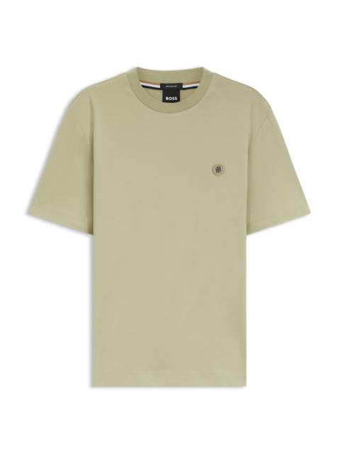 BOSS COTTON T-SHIRT WITH DOUBLE-B MONOGRAM BADGE