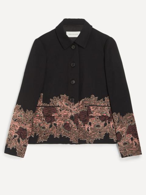 Dries Van Noten Black Floral-Jacquard Jacket