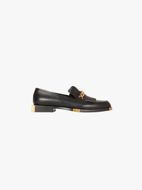 Balmain Black leather loafers with gold-tone chain