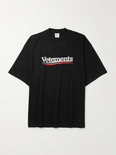 VETEMENTS Oversized Logo-Print Cotton-Jersey T-Shirt