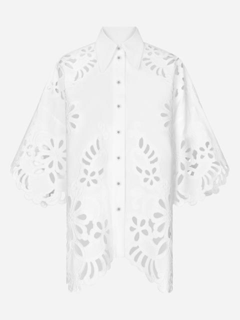 Oversize cotton shirt with cut-out detailing