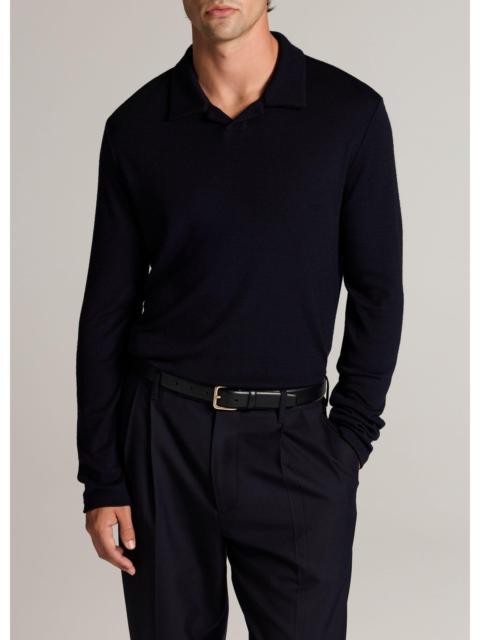 Vince Wool Interlock Johnny-Collar Polo Sweater