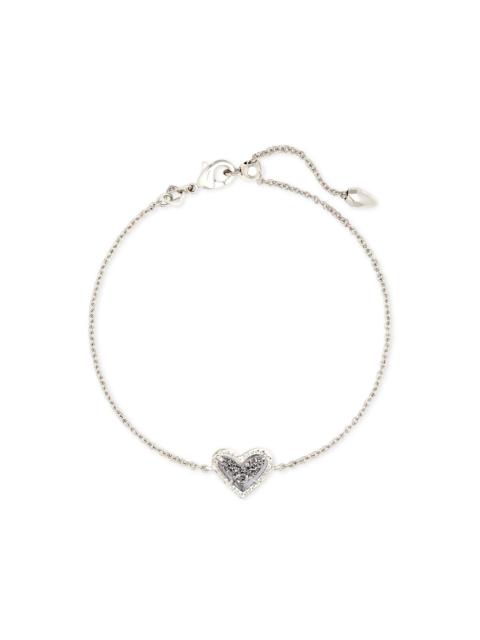 KENDRA SCOTT Ari Heart Silver Chain Bracelet in Platinum Drusy