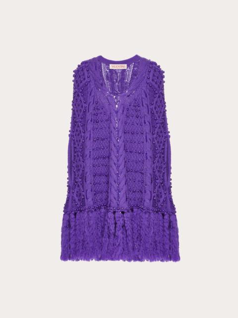 Valentino EMBROIDERED WOOL PONCHO