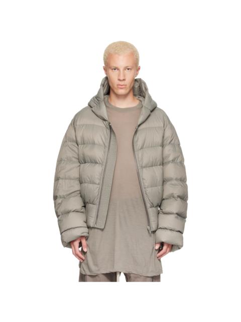 Rick Owens Khaki Tower Nylon Duvet Hooded Down Jacket