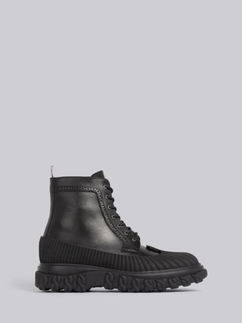 Thom Browne Black Calf Leather Rubber Sole Longwing Duck Boot