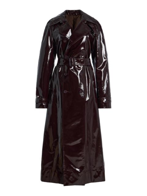 ADAM LIPPES Edo Coated Canvas Trench Coat burgundy