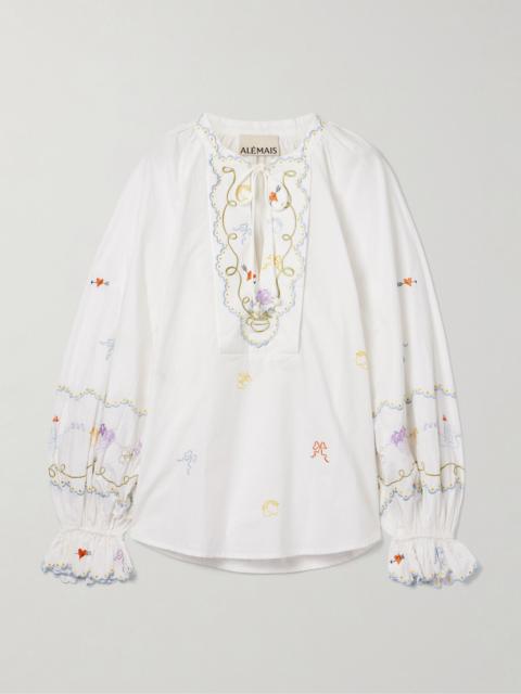 ALÉMAIS Giulia oversized embroidered organic cotton-poplin blouse Cream