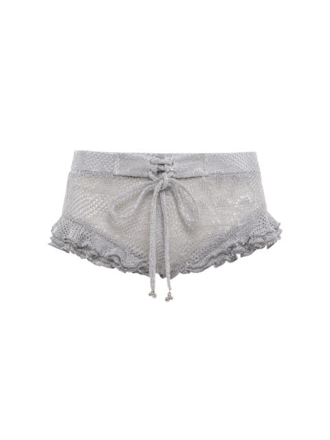 SIEDRÉS Peonie Ruffled Knit Shorts silver