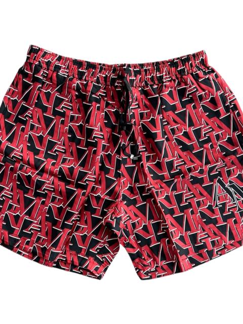 AMIRI Repeat Logo Silk Shorts "Black & Red" AW23MPB010 009
