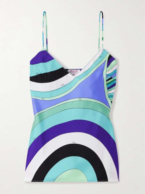 PUCCI Printed silk-twill camisole Blue