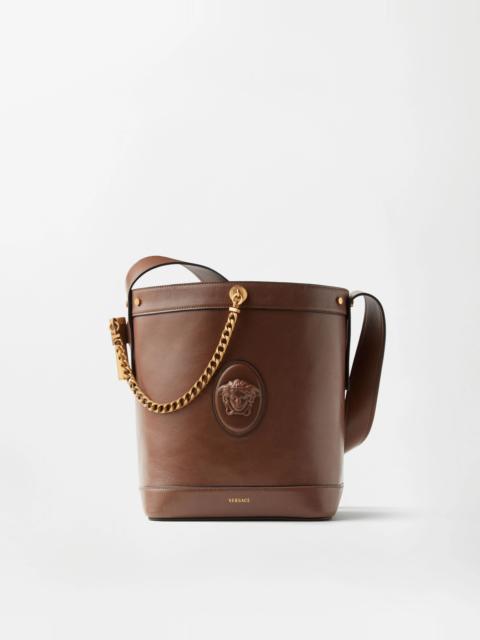 VERSACE Pivot Small Leather Bucket Bag