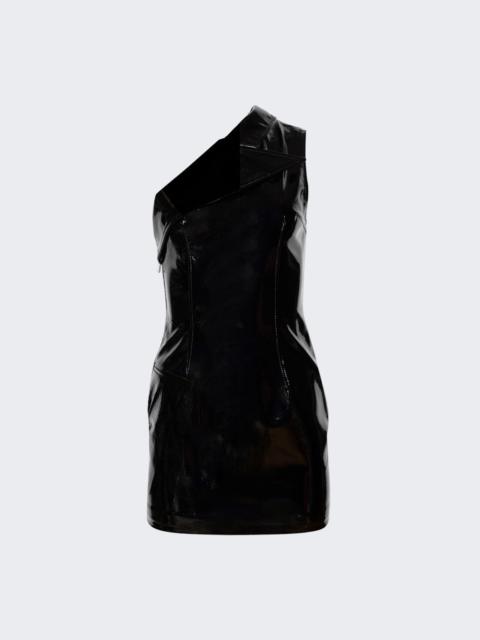 LaQuan Smith One Shoulder Collared Mini Dress Black