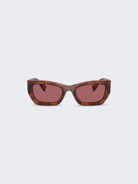 Logo Rectangle Acetate Sunglasses Brown And Violet