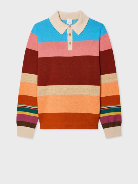Paul Smith Cotton-Linen Bold Stripe Rugby Top