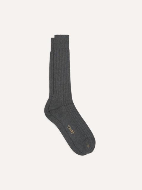 Drake's Charcoal Cotton Mid-Calf Socks