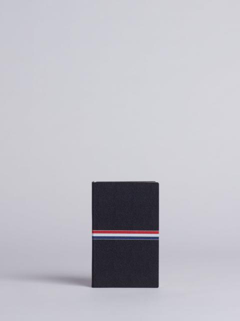 Thom Browne Large Notebook With Red, White And Blue Grosgrain In Black Pebble Grain