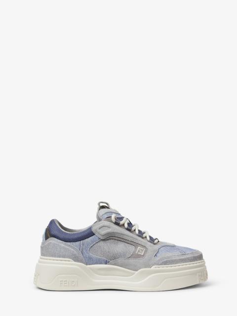 FENDI Fendi Force sneakers Light blue denim-effect suede low tops