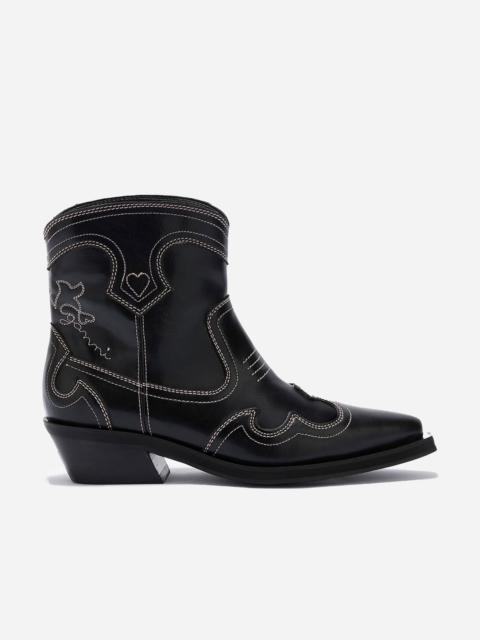 Low Shaft Embroidered Western Boot Oleatex