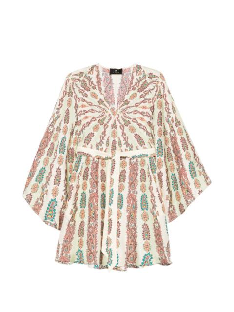 Etro V-neck paisley-print mini dress