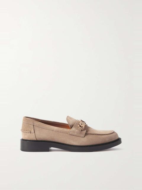 Tod's Embellished suede loafers