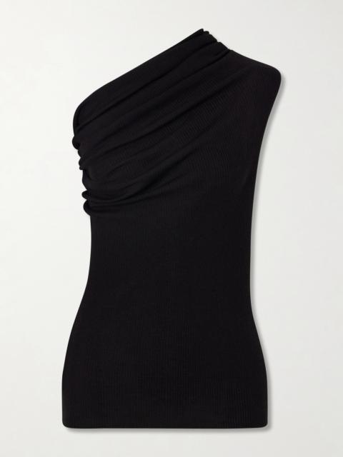 Rick Owens Athena One-shoulder Ribbed-knit Wool Top