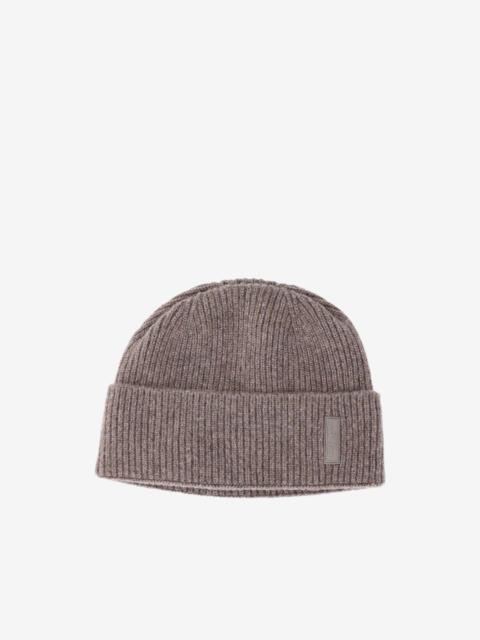 GIORGIO ARMANI ribbed-knit cashmere beanie hat