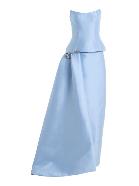 Monique Lhuillier Strapless Peplum Gown light blue