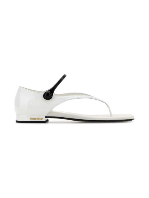 Miu Miu White Leather Thong Sandals