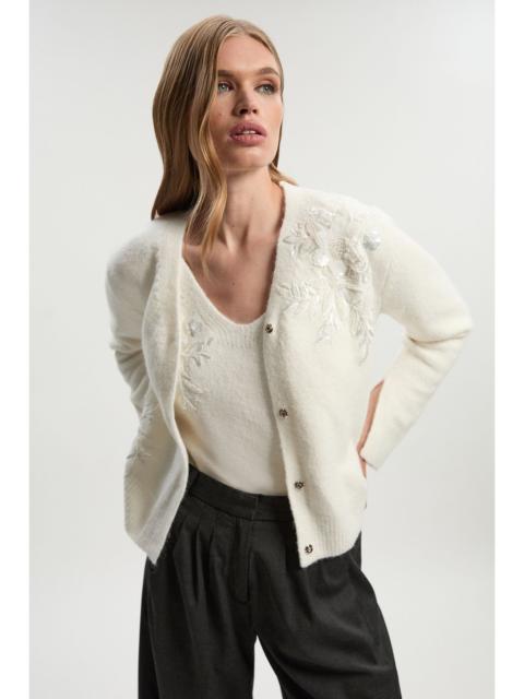 KAREN MILLEN Archive Floral Embellished Cosy Wool Blend Cardigan
