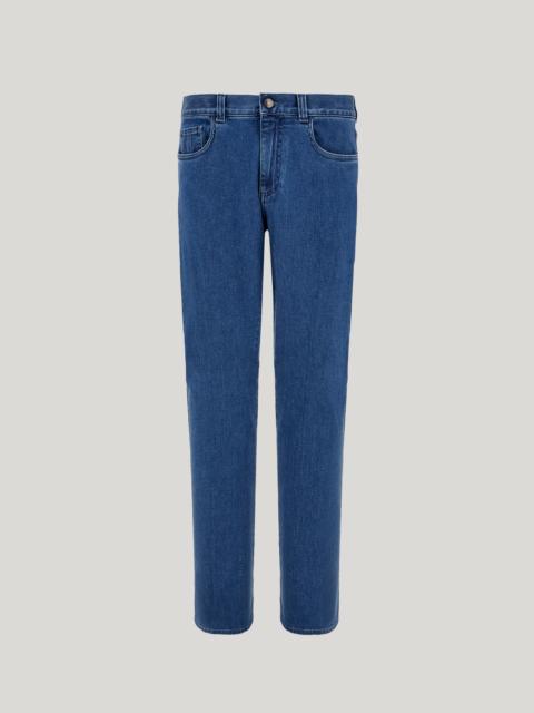Canali BLUE COMFORT COTTON AND CASHMERE DENIM REGULAR-FIT JEANS
