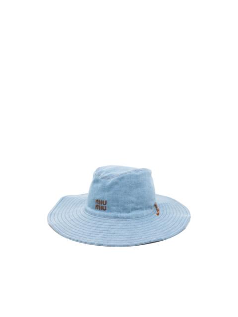 Miu Miu logo-embroidered wide-brim sun hat