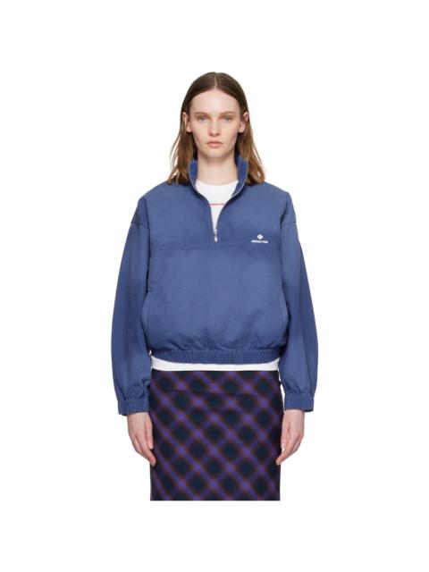 SHUSHU/TONG Blue Stand Neck Pullover Sweatshirt